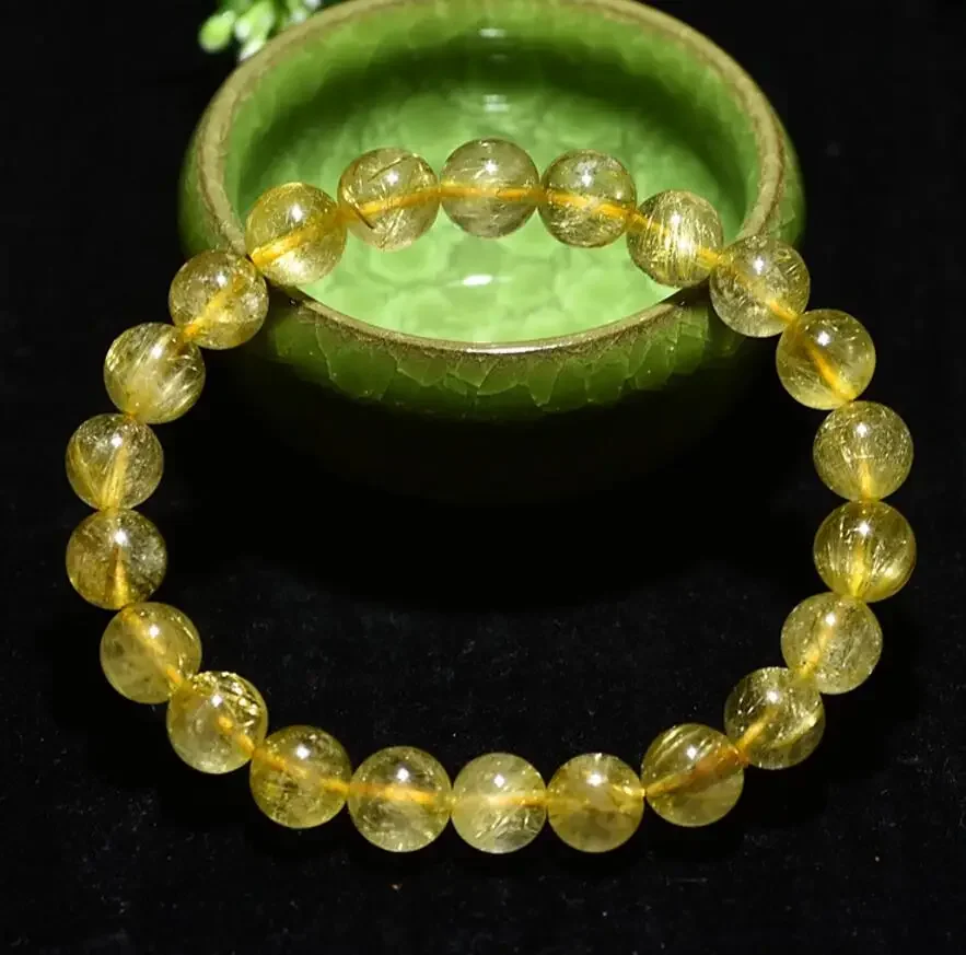 

Fashion jewelry Natural Gold Hair Rutilated Quartz Beads Wealth Bracelet 6mm AAA crystal