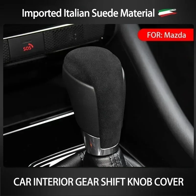 Car Gear Shift Handle Sleeve Knob Cover Trim Alcan tara Decorative Protective Stickers For Mazda Axela, Atenza, CX3,CX4,CX5,CX8