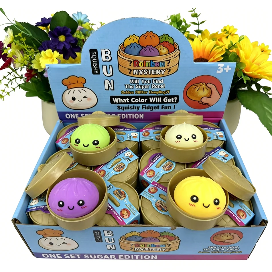 Simulation cute dumpling squishy toy with steamer basket stress relief surprise blind box adult student venting gift