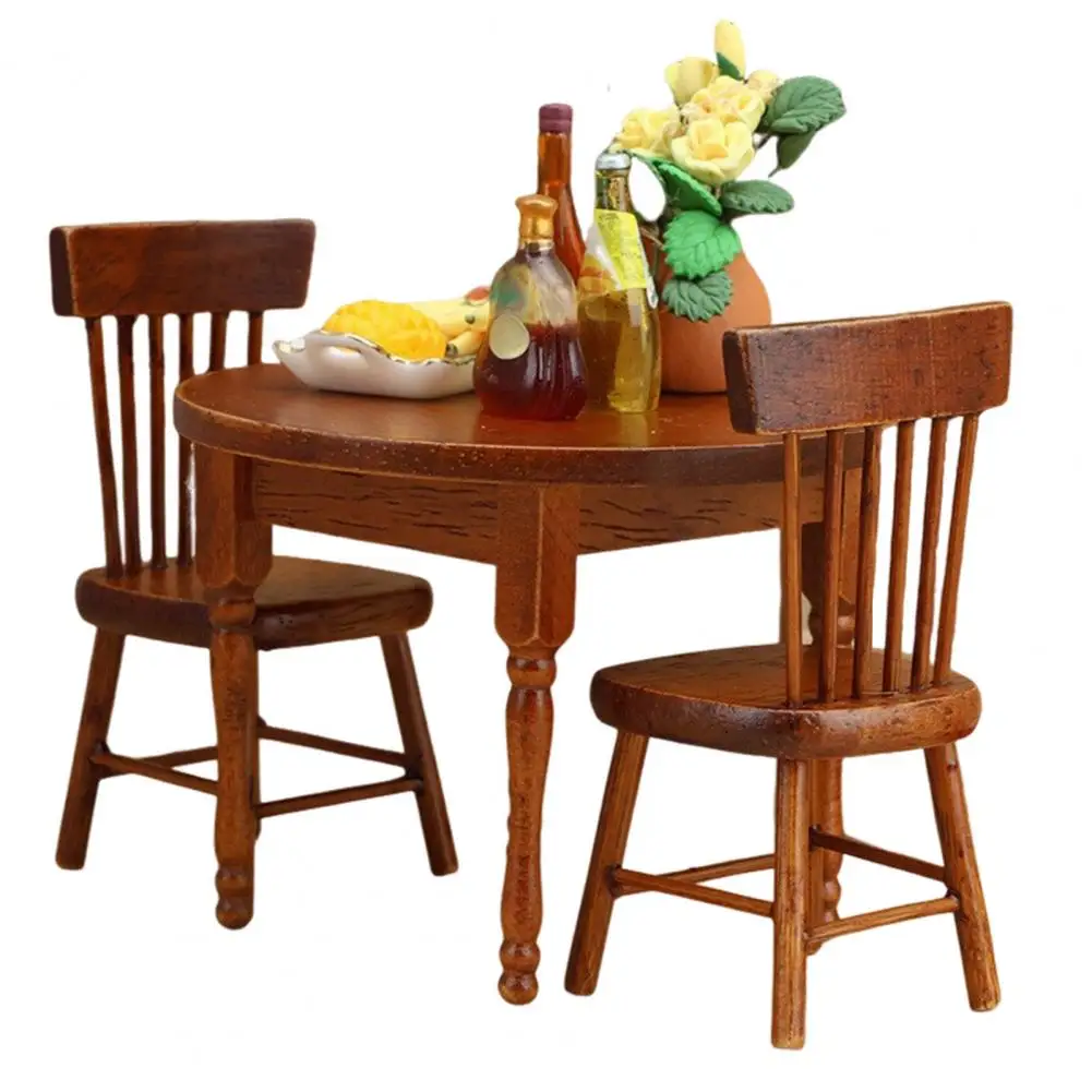 Handmade Doll Mansion Furniture Retro Doll Mansion Furniture Set for Pretend Play Mini Birch Toy Play for Girls