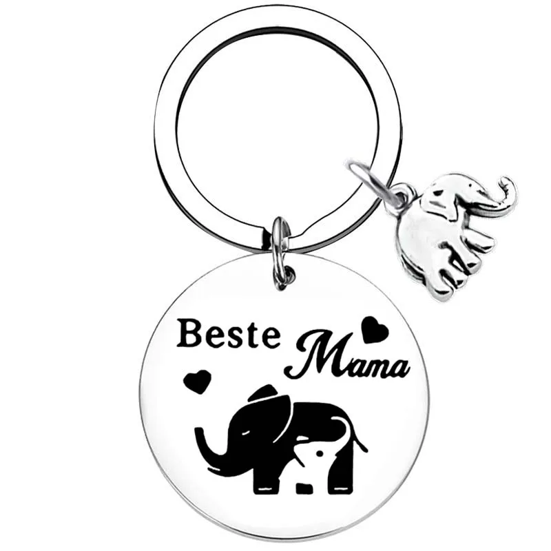 Beste Mama keychains Keyring Elephant Charm, Perfect Mother's Day Birthday Gift For Mom