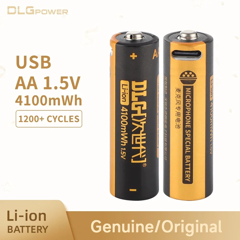 DLGPOWER 4/6/10pc aa 1.5V 4100mWh USB Li-ion Rechargeable Battery for Electronic Toys Microphone Remote Control Smoke Alarms