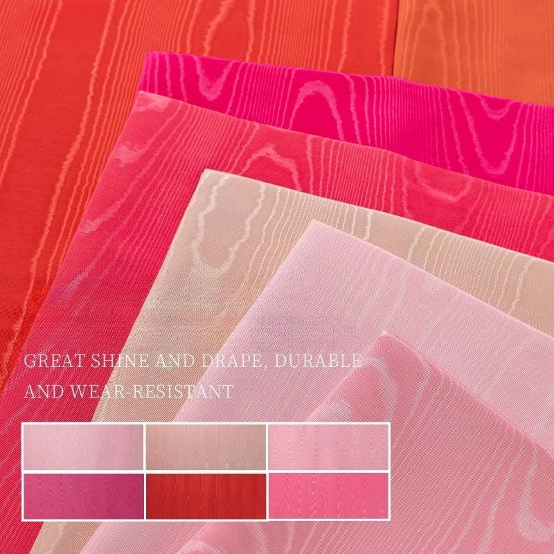 Pink Irregular Reflective Brushed Moire Wave Texture Fabric Designer Outerwear Fashion Handmade DIY Home Craft Material Textile