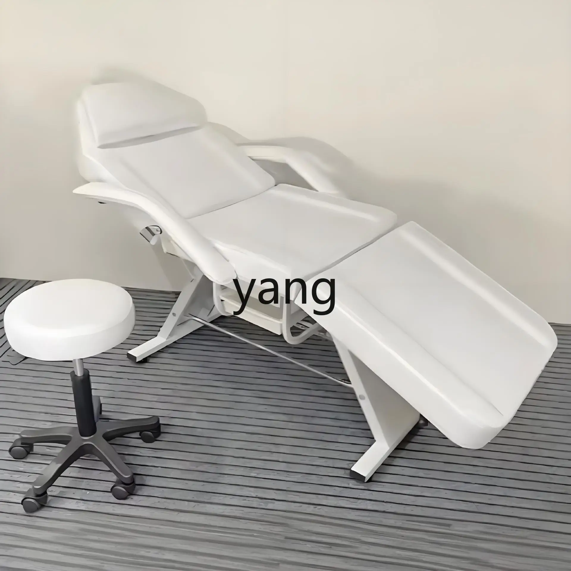 lmm reclining beauty bed chair salon with high air rod stool 5
