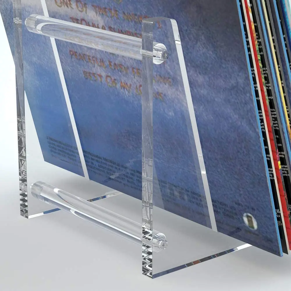 Trending Now Clear Vinyl Record Stand Holder for Desktop Album Storage, Record Shelf Display for Desktop Pictures, Books