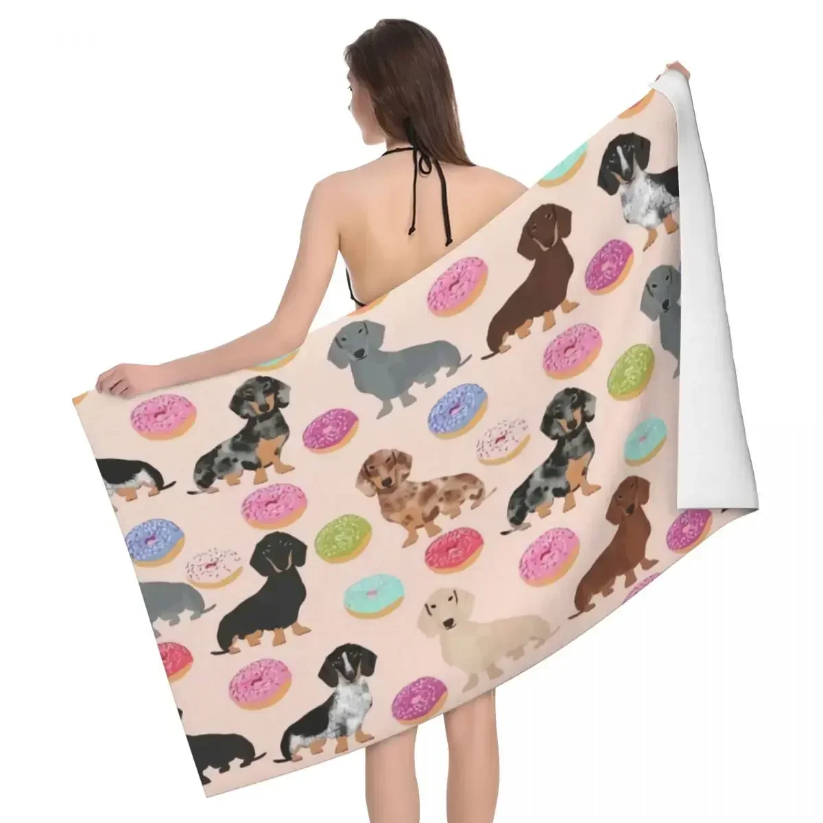 Dachshund Badger Dog Florals Beach Towel Quick Drying Sausage Animal Soft Linen Microfiber Bathroom Sauna Towels