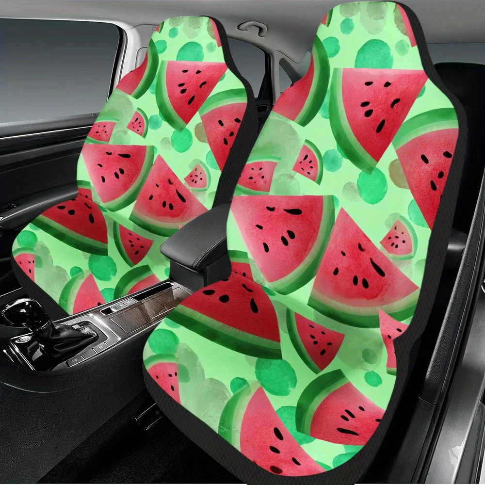 2pcs Summer Watermelon Slices Design Universal Car Seat Cover Set For Most Cars – Premium Quality, Stylish, Durable Seat Protect