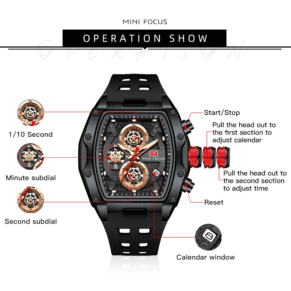 MINI FOCUS Multifunctional Casual Luxury Quartz Watch Watches for Men Waterproof Chronograph Wrist Watch  0473G