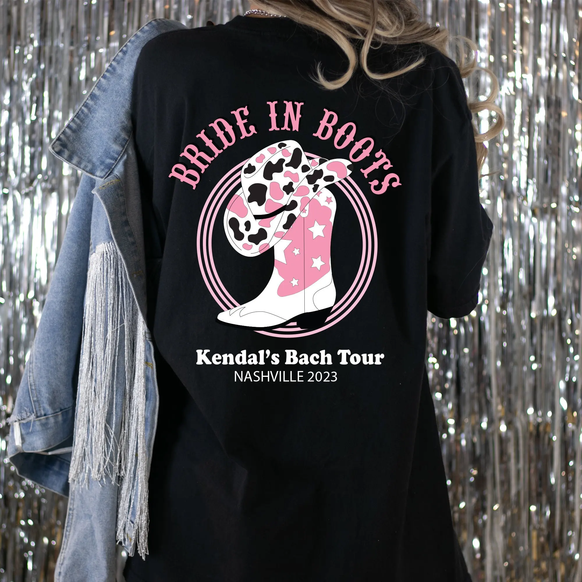 Nashville Bachelorette T Shirt Disco Cowgirl Favors Country Western Bridal Party Last Rodeo Bride Comfort Colors DBACH110