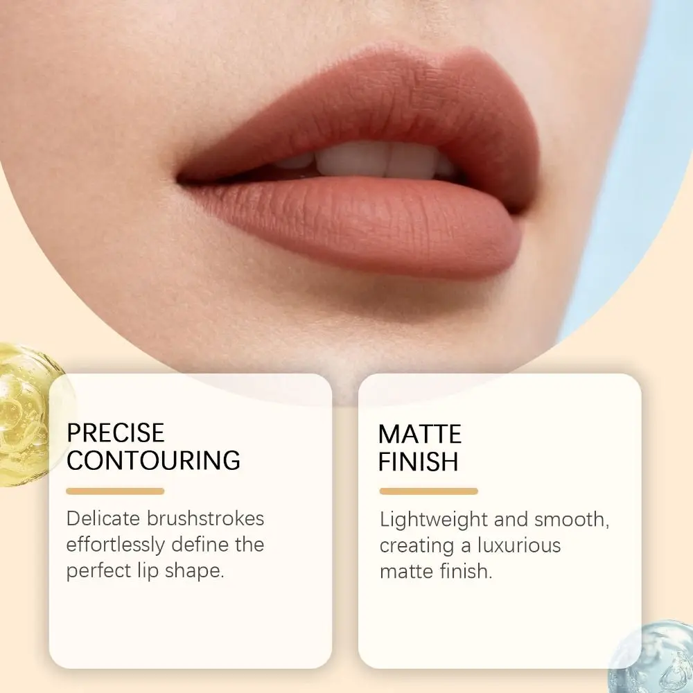 Delineador labial fosco de veludo marrom vermelho, lápis labial à prova d'água de longa duração, sem manchas, desenvolvimento de cores, maquiagem labial