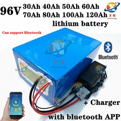 50Ah 96v 80Ah 100Ah 30Ah 40Ah lithium ion battery bluetooth BMS APP for 5000w motor robot scooter motorcycle AGV + Charger