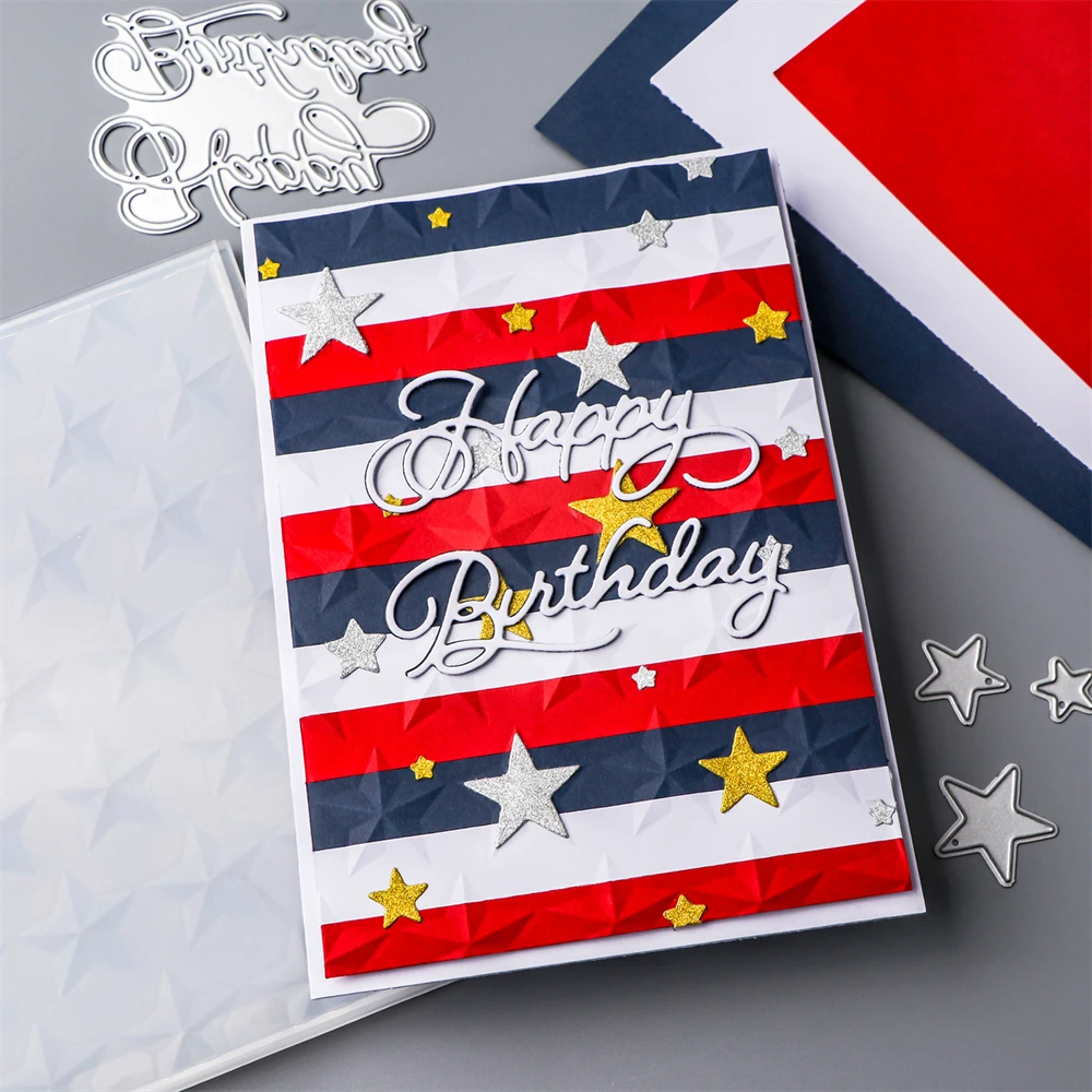 3D Embossing Folder Star Spangled Pattern Background For Adding Textured Detail To Paper Crafting Project Designs Making New