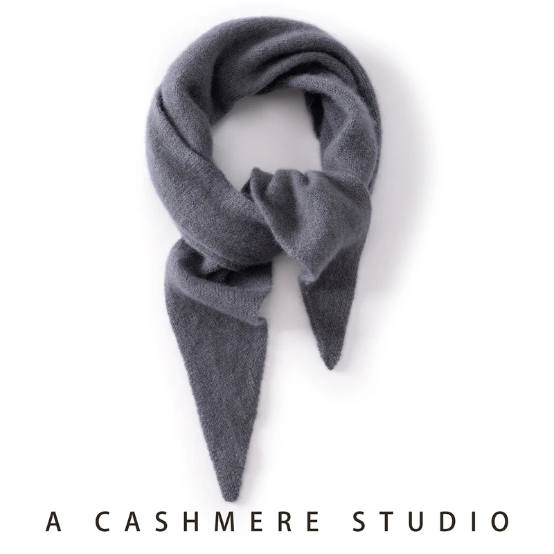 Korean Style Joker Solid Color Triangle Cashmere Women's Knitted Scarf Shawl Triangle Autumn and Winter  Joker Accessories Women