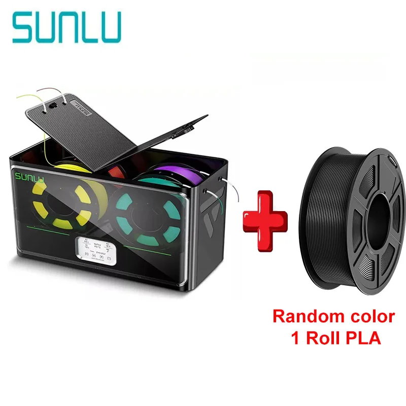 SUNLU S4 filamentdrogerbox compatibel met PLA, PETG, ABS, TPU, PA 4 rollen 1 kg 1,75/2,85/3 mm filament eenvoudige bediening en snelle verzending