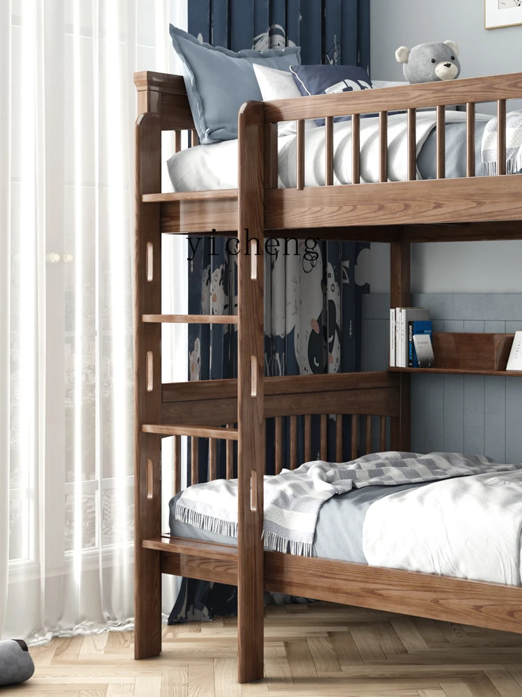 

FY solid wood high and low bunk bed upper and lower child and mother children's bed ash wood bed