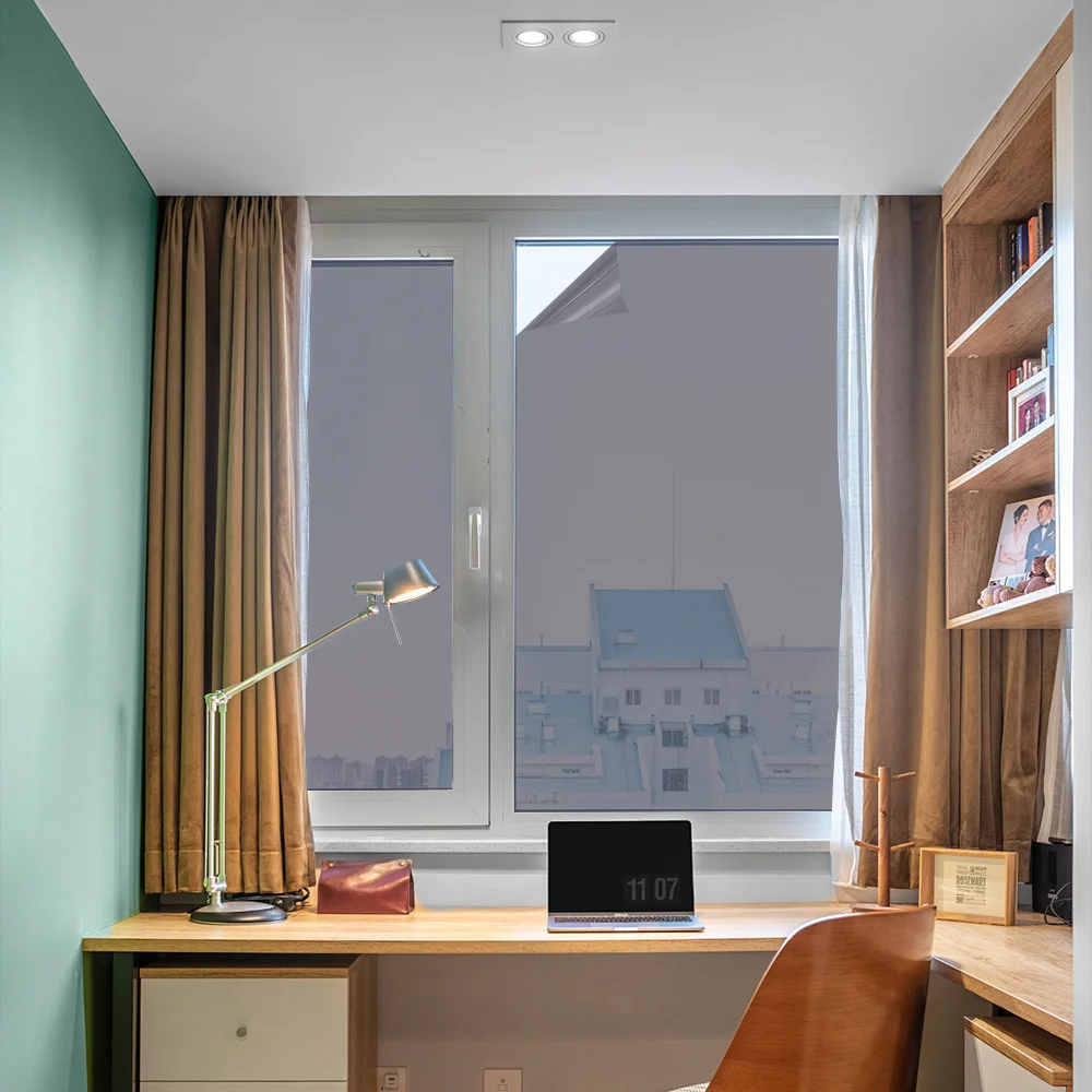 Black Silver One Way Privacy Window Film 40-90cm Sun Block Reflective Heat Control for Home Balcony Office Glass