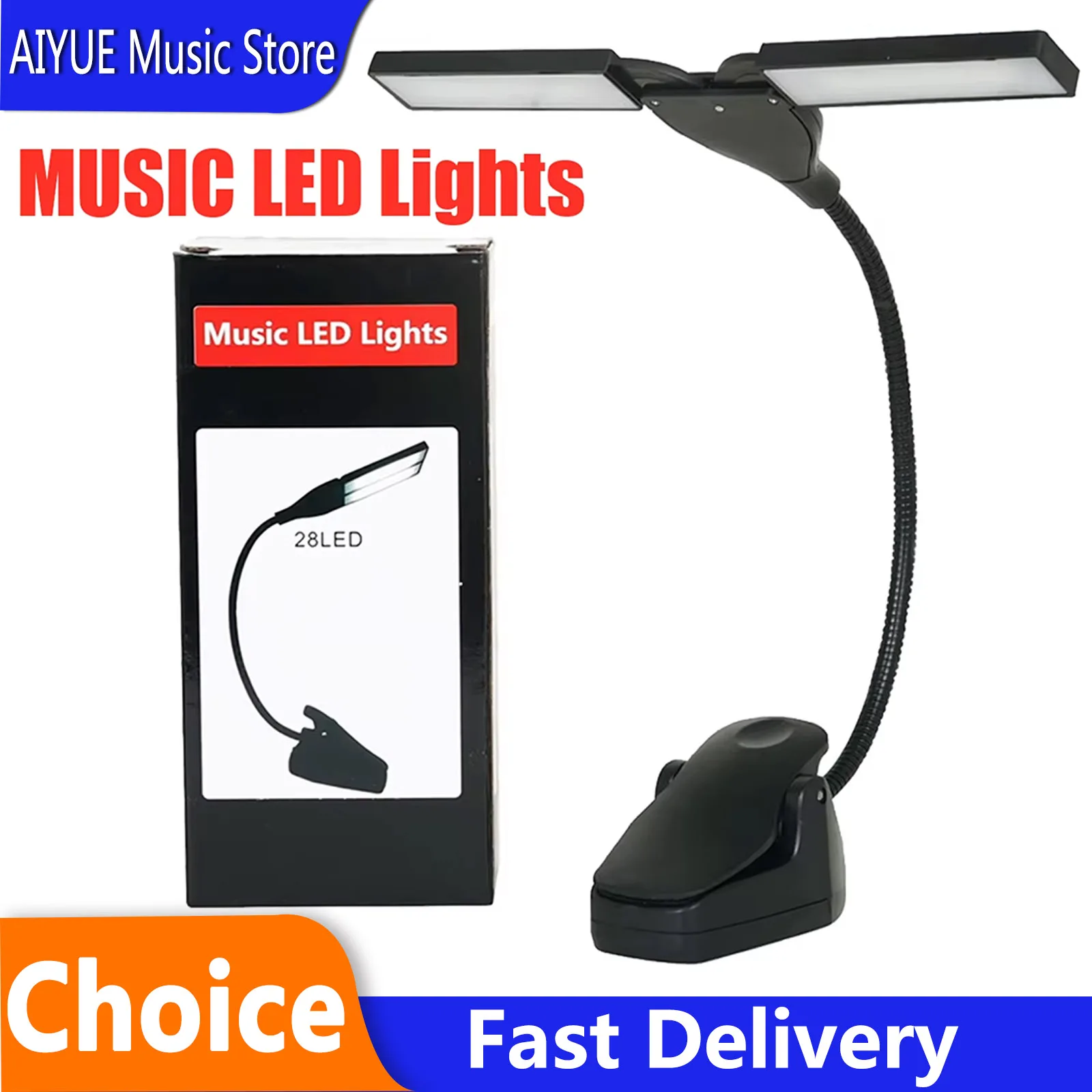Music LED Light Double Head Bendable Professional Portable Sheet Music Lamp Rechargeable Light Musical Instruments Accessories