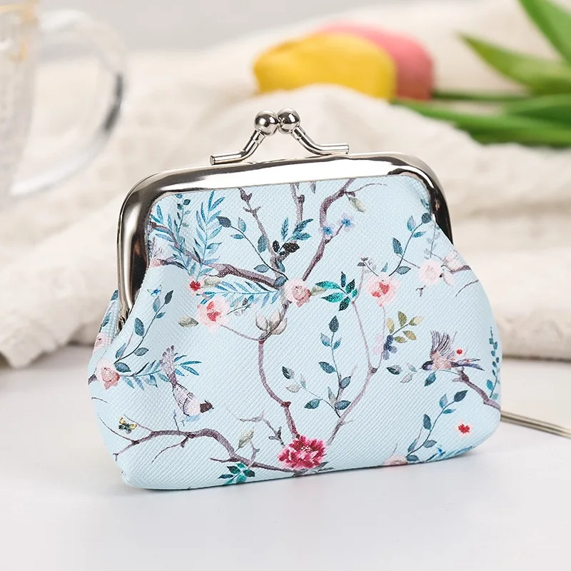 12 PCS Moda PU Monedero de Cuero Impresiones de Flores Encantador Lindas Mujeres Pequeñas Bolsas de Cambio de Dinero Titular de la Clave de la Caja