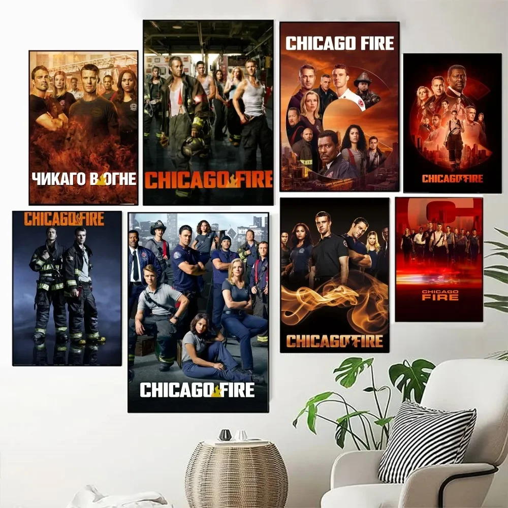 Hpt TV Chicago Fire  Poster Fancy Wall Sticker for Living Room Bar Vintage Decorative Painting Middle