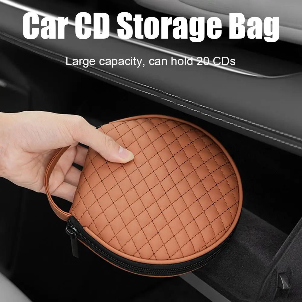 PU Leather Car CD Storage Case – Multi-Purpose Sun Visor Organizer for CDs, Sunglasses & Cards, 20 Disc Capacity Holder