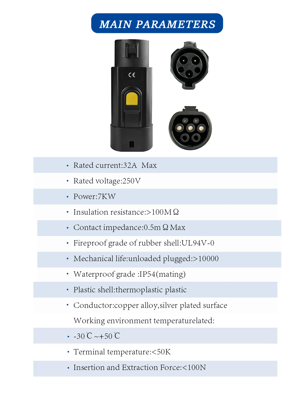 EVqiaoyi Typ1 auf Typ2 EV-Adapter 32 A 7 kW von SAE J1772 Stapel auf Typ2 EV-Ladekonverter für EU-Standard-Autos – Detail 7