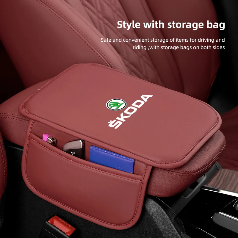 Car armrest box protective cover waterproof pad interior accessories For Skoda Octavia Kodiaq Fabia Superb Karoq Yeti Rapid Mk3