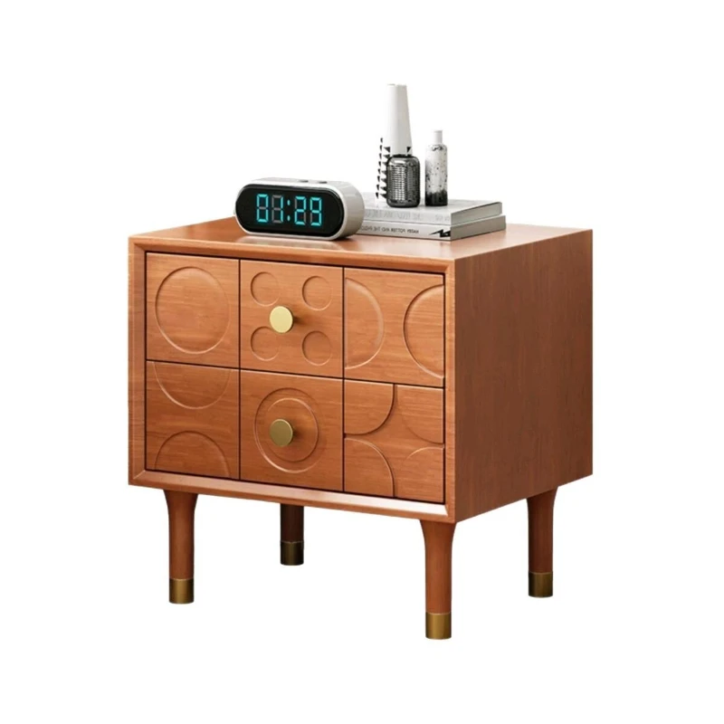 

Nordic creative bedside table, medieval style storage, carved bedside table