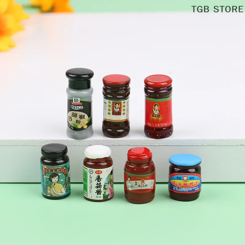 5Pcs 1:12 Dollhouse Miniature Condiment Model Mini Kitchen Scenen Decoration Dollhouse Accessories Kids Pretend Play Toys