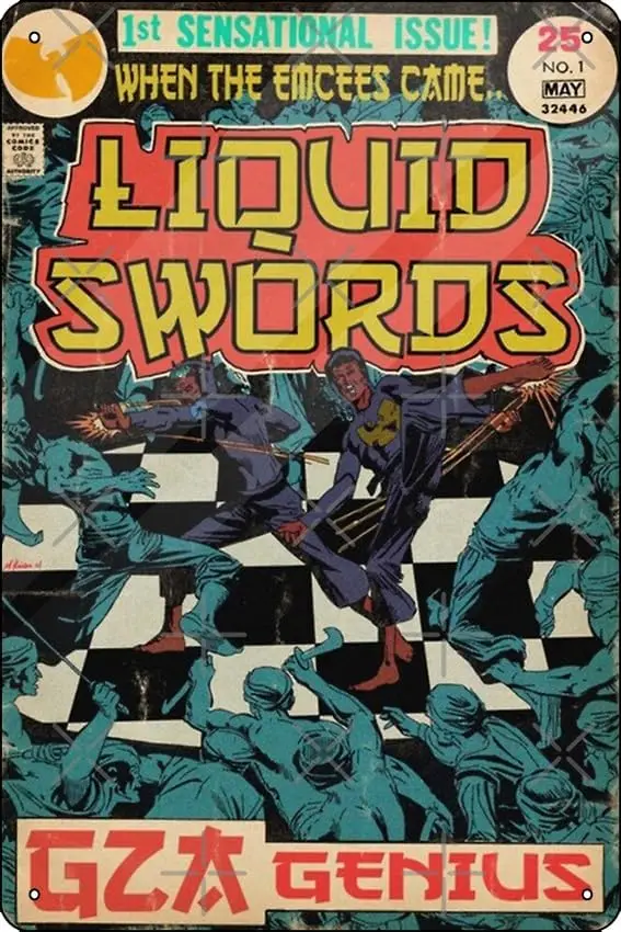 Liquid Swords Poster Metal Tin Sign 12 X 8 Inch Funny Man Cave Home Office Bar Decor