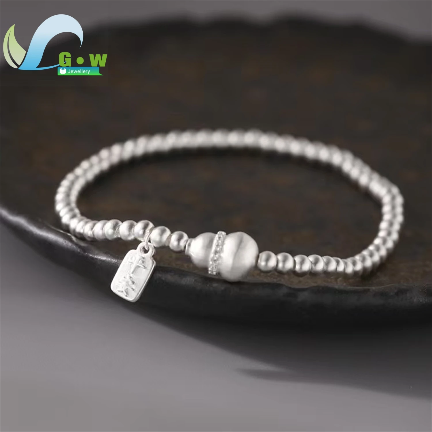 Gourd Peace Round Bead Bracelet Women Elegant Delicate Wristband Jewelry Daily Wear Charm Gift For Her Girlfriend Wife Birthday