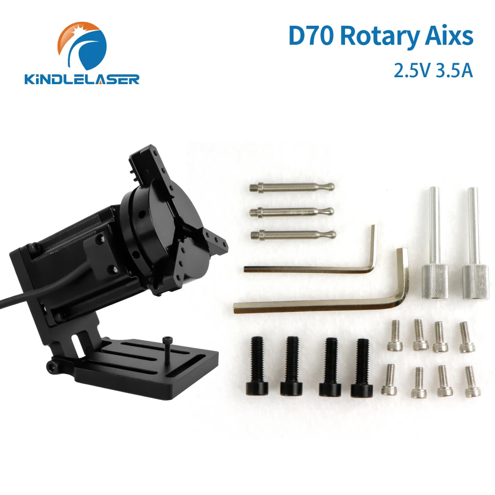 Kindlelaser D70 Rotary Axis with DM556 Driver Fiber Laser Engraver Marking Machine Rotation Tool for 360 Round Metal Adjustable