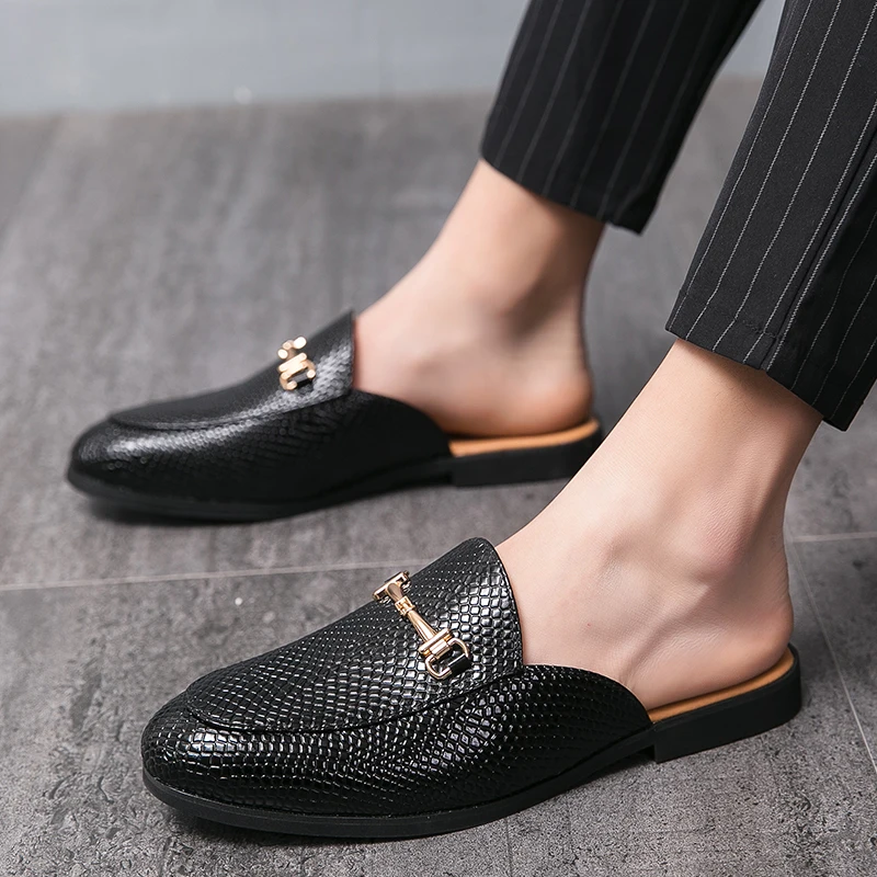 2026 Backless Loafers Men Casual Shoes Mules Flat Shoes Fashion Half Slippers Luxury Trendy Summer Slip-on Shoes Leisure Walk