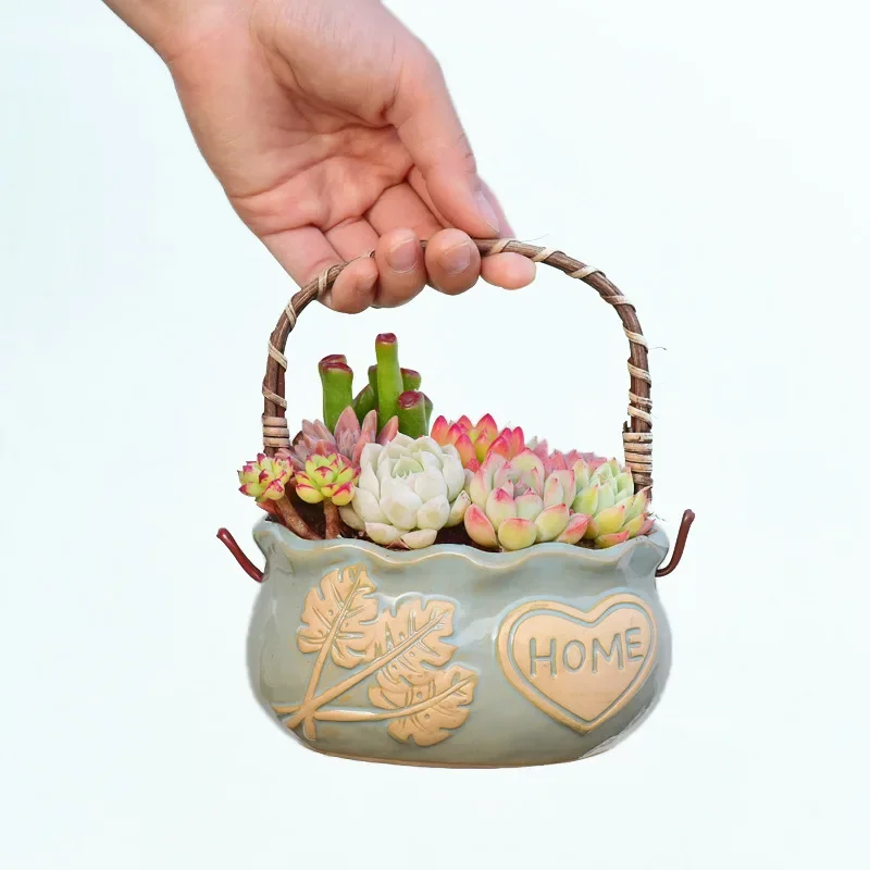 

New Creative Succulent Portable Girl Flower Pot Ceramic Relief Plant Horticultural Pots for Plants Succulent Pot Planter
