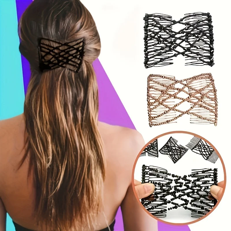 Vintage Creative Hair Comb Elastic Decor Hair Additions Hair Jewelry Hair Clip for Women Headwear Convenient Insertion Comb