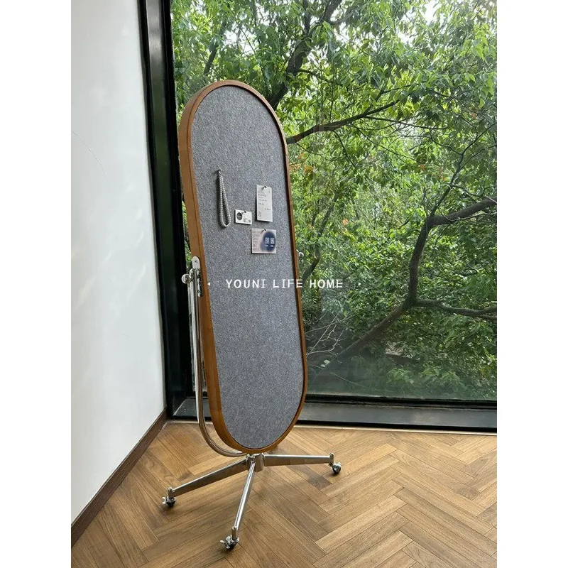 Medieval wooden movable full-length mirror dual-purpose fitting simple and adjustable multi-functional full-body