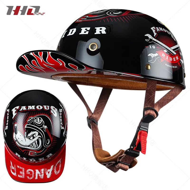 

Personalized bucket helmet retro motorcycle helmet for men and women, scooter, half helmet, baseball safety helmet