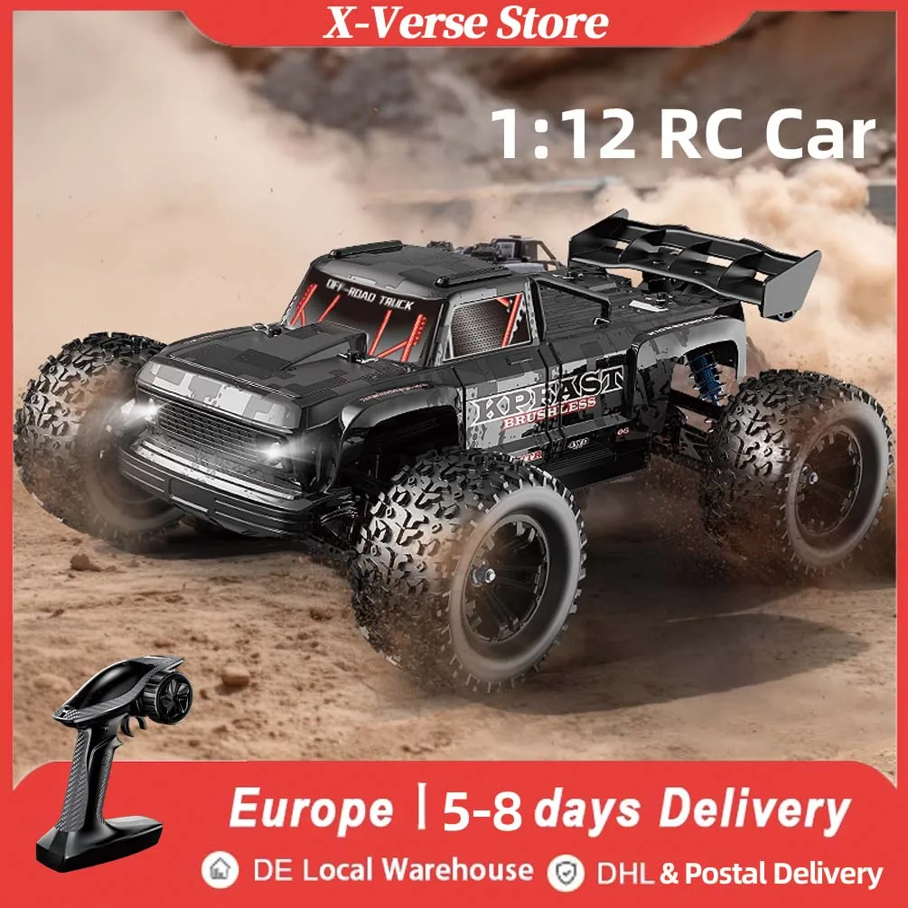 

1:12 RC Car Off Road 4x4 70KM/H High Speed Remote Control Car with LED Headlight Brushless Motor 4WD 3KG Metal Servo Truck Toys
