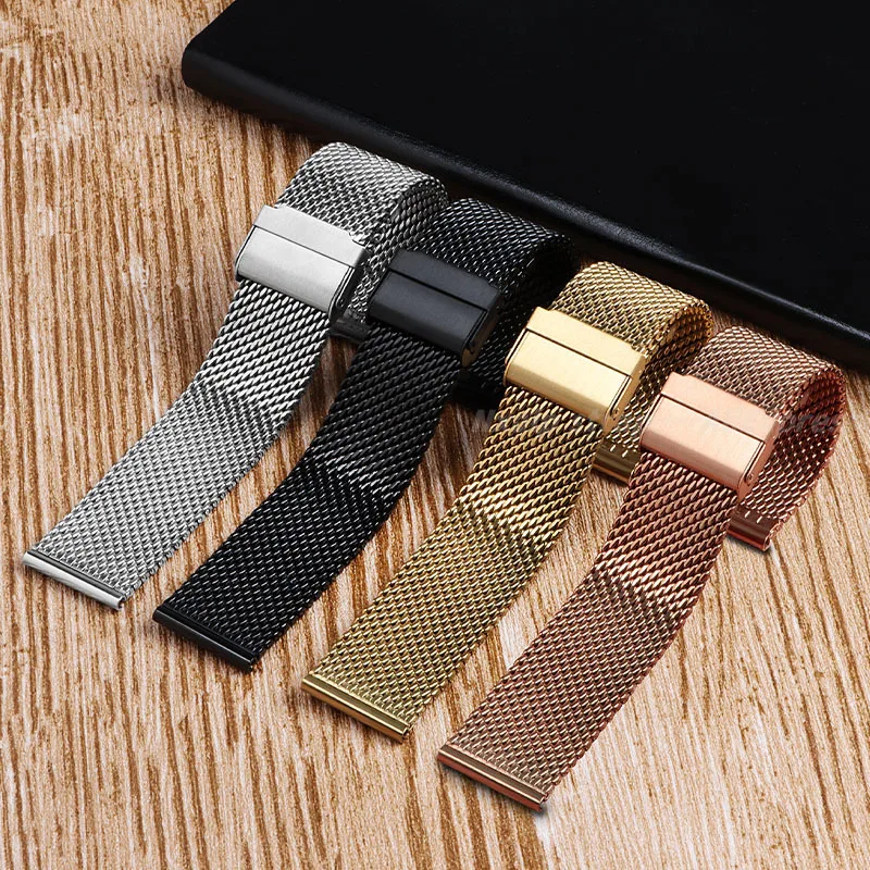 1.0mm Örgü Milanese saat kayışı Omega için DW Kordonlu Saat Hızlı Bırakma Paslanmaz Çelik Kayış Bileklik 18mm 20mm 22mm 24mm