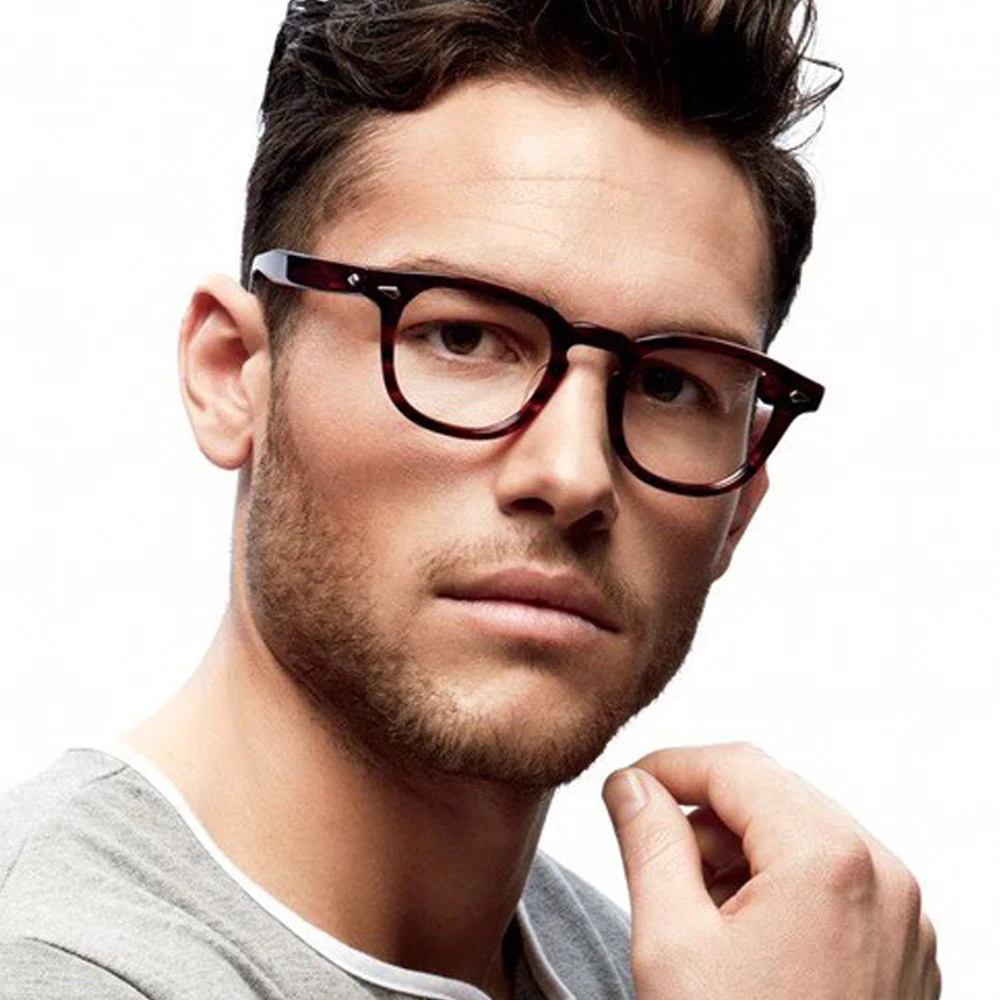 High Quality Acetate Vintage Eyeglasses Frame for Men Johnny Depp Lemtosh Style Eyewear Retro Leopard Myopia Spectacles