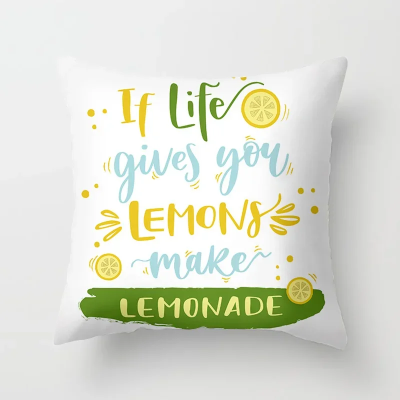 Home Decor Yellow Lemon Pattern Summer Cushion Cover Pillow Sofa Decorative