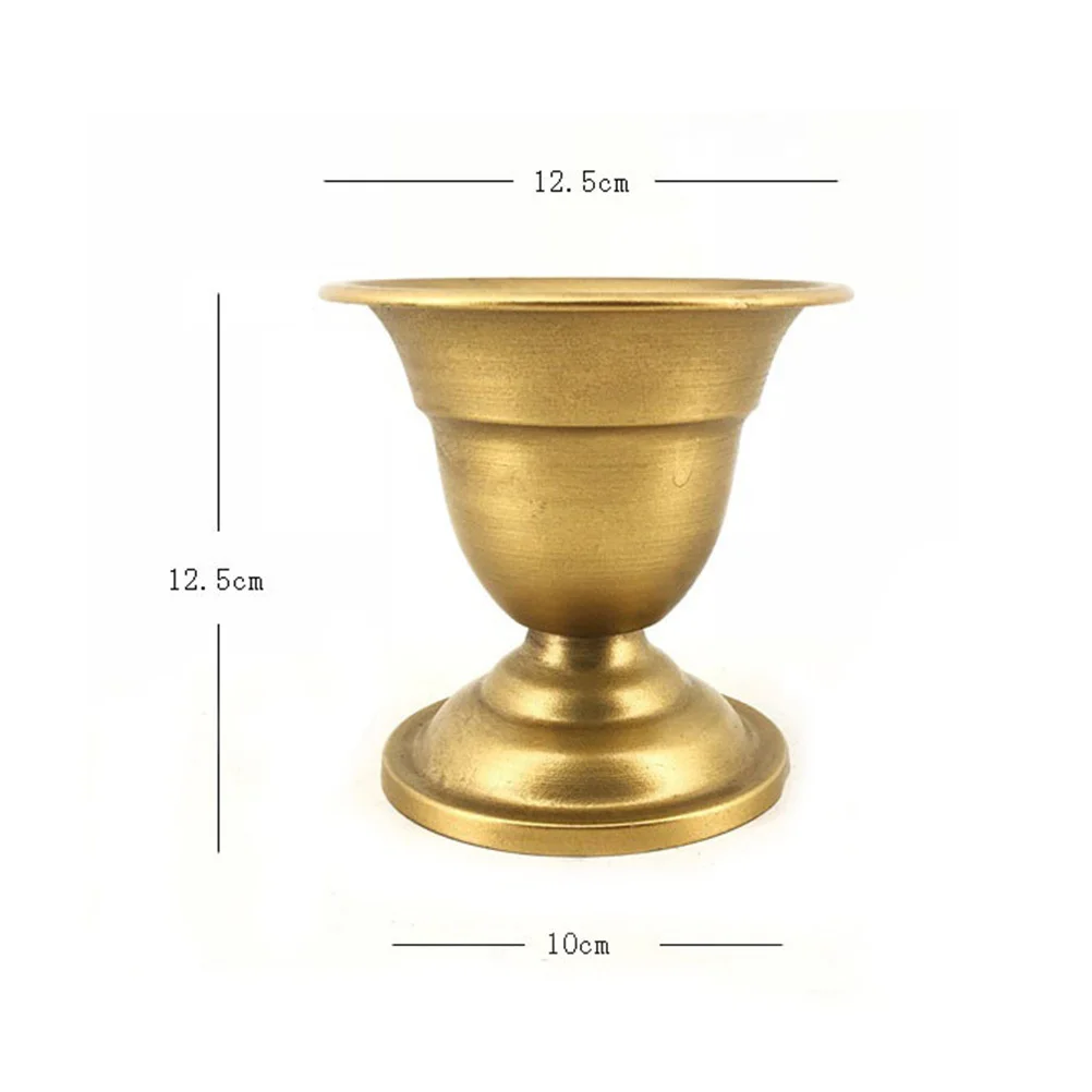 

European Retro Iron Flower Pot Gold Surface Modern Table Decorative Metal Vase for Wedding Home Office Succulent Plant Holder
