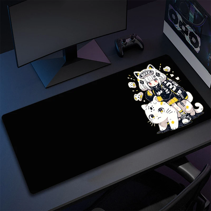 

Large Computer Mouse Pad 100x50cm Non-Slip Keyboard Mousepad Anime Girls Gaming Mouse Mat Cute Cat Rubber Desk Mat Kawaii Carpet
