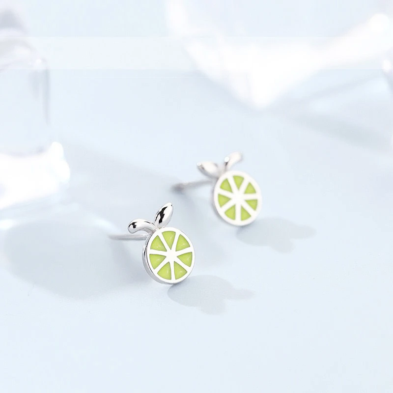 Sole Memory Fresh Cute Colorful Drip Glaze Lemon 925 Sterling Silver Female Stud Earrings EA839
