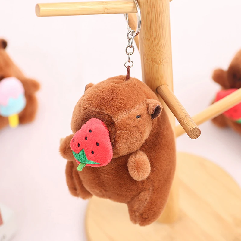 1PC Fluffty Animal Doll Bag Decoration Cartoon Cute Plush Capybara Keychain Snot-Pulling Simulation Capybara Pendant Accessories