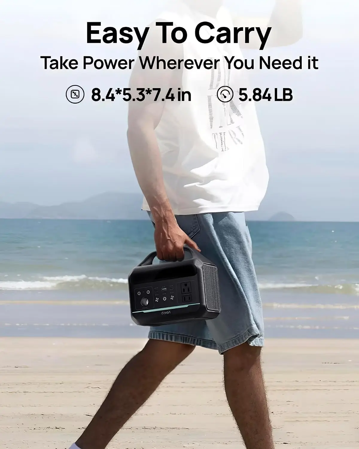Portable Power Station 300W,192Wh Large Power Bank with 110V AC Outlet,LiFePO4 Battery Backup,8-Ports Solar Generator Fast Charg view 5