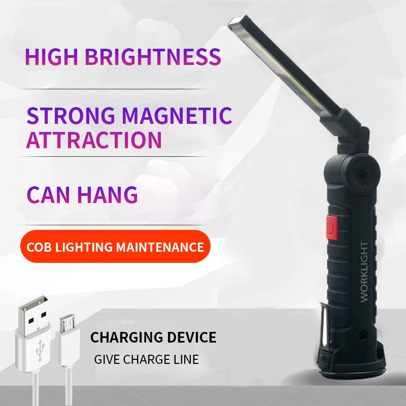 ZK30 Multifunctional Charging Cob Work Light Led Inspection Light Folding Car Magnet Flashlight Maintenance Outdoor Tent Light