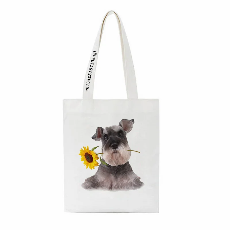 A Schnauzer Stole My Heart พิมพ์ผ้าใบกระเป๋าผู้หญิงไหล่กระเป๋าแฟชั่นขนาดใหญ่ความจุ Shopper สุภาพสตรีกระเป๋า Tote กระเป๋า