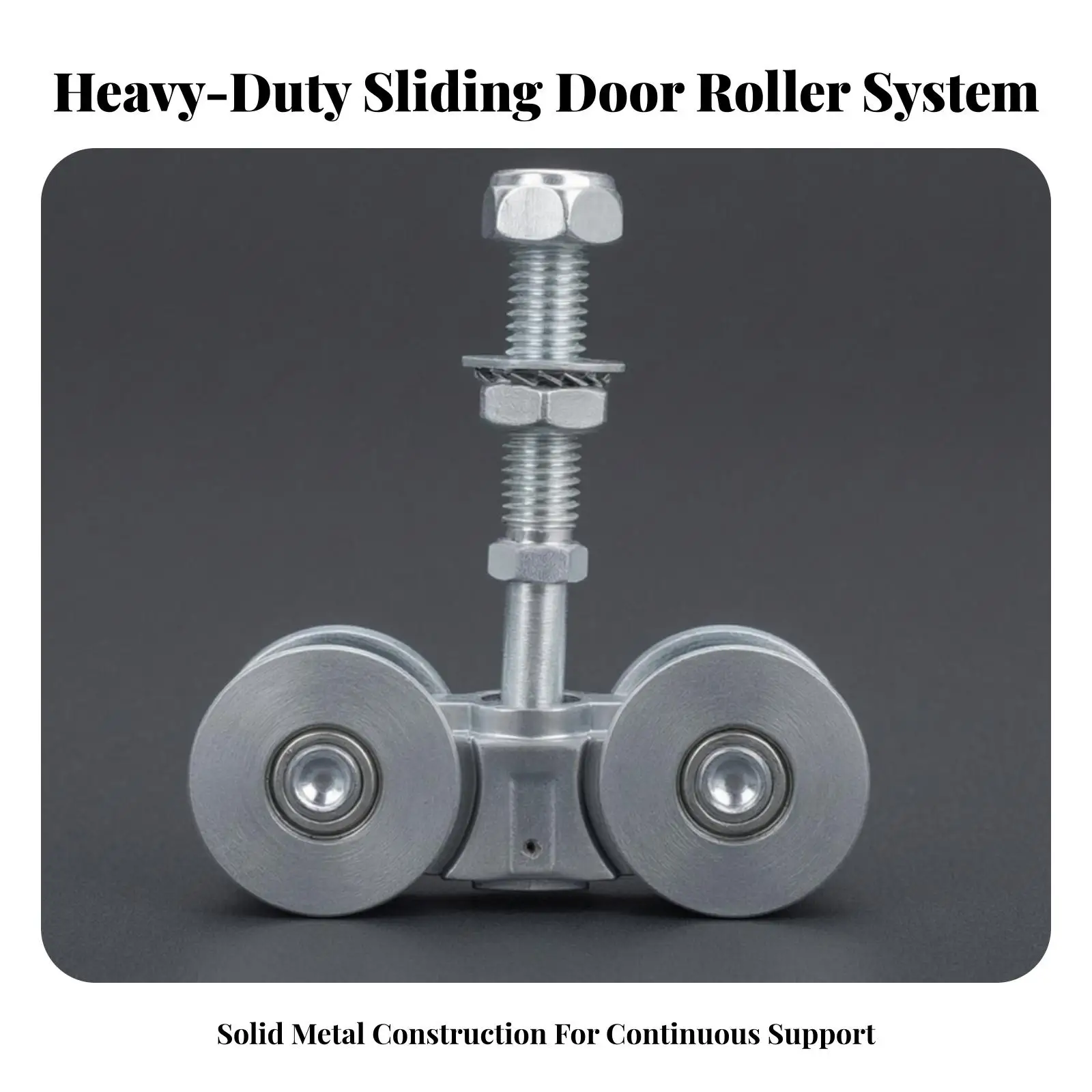 Sturdy Sliding Door Roller Kit with Threaded Adjustment Rod for Heavy Utility Door Smooth Operation