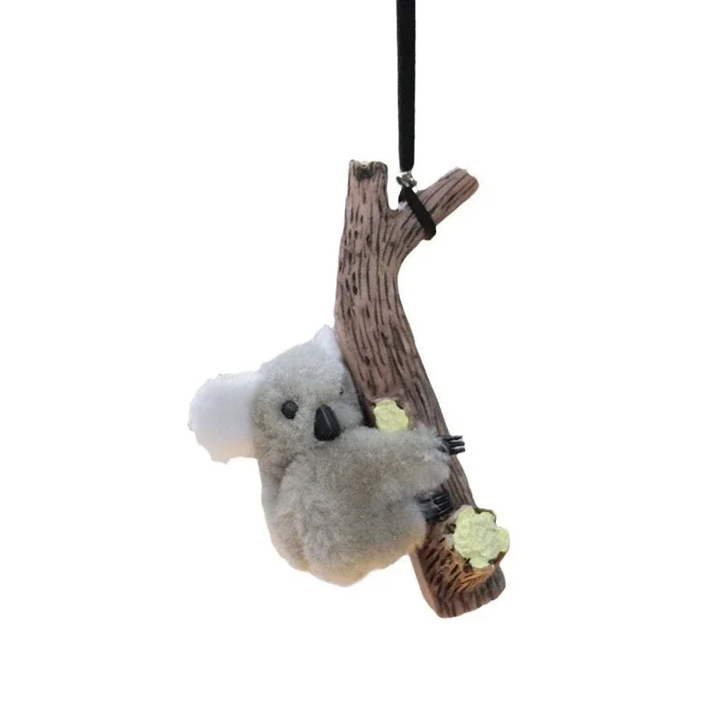 1Pc Cute Cartoon Turtle Panda Resin Tree Stump Pendant Rearview Mirror Hanging Ornament Interior Decor Part