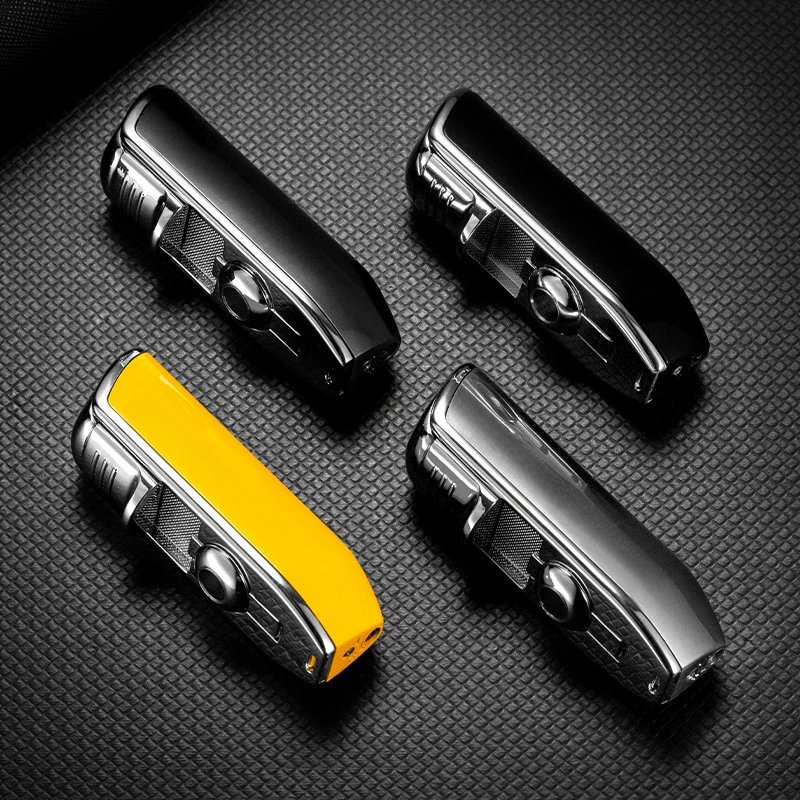 Powerful Cigar Lighter with Punch, Windproof 3 Jet Flame Torch Lighter, Refillable Butane Lighter for Cigar Enthusiasts No Box